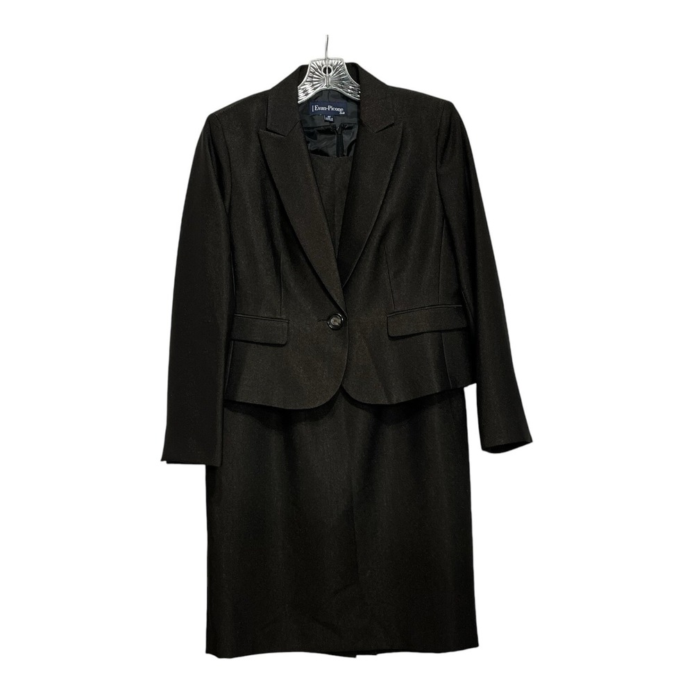 Evan Picone Petite Suit Jacket Blazer & Dress Set Black Gold Size‎ 8P